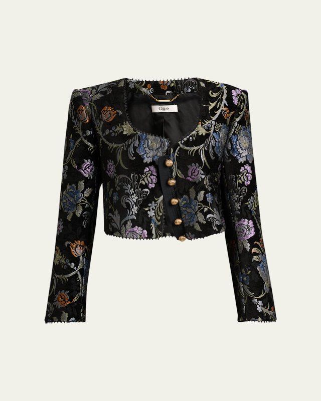 Floral Brocade Crop Jacket